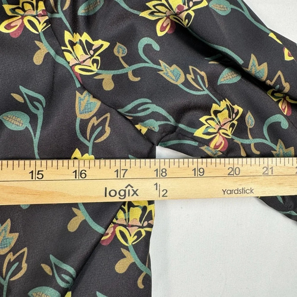 Pink Martini Open Front Blazer Jacket Womens Size Large Black Gold Florals - Picture 5 of 11